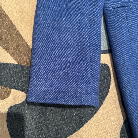 EUC Ann Taylor Loft long Coat jacket cobalt blue twill size Medium - Picture 7 of 8